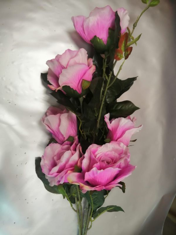 Ветка розы, высота 90см, 7 больших бутонов, цвета разные